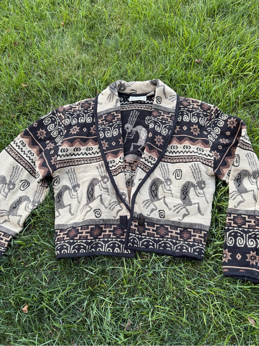 Flashback Southwestern Kokopelli Pattern Collar Cardigan